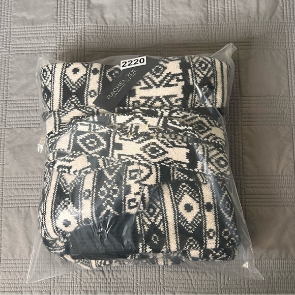 Rachel Zoe Womens Belted Tie Waist Cardigan Aztec Print Black White Size XL - Picture 12 of 12